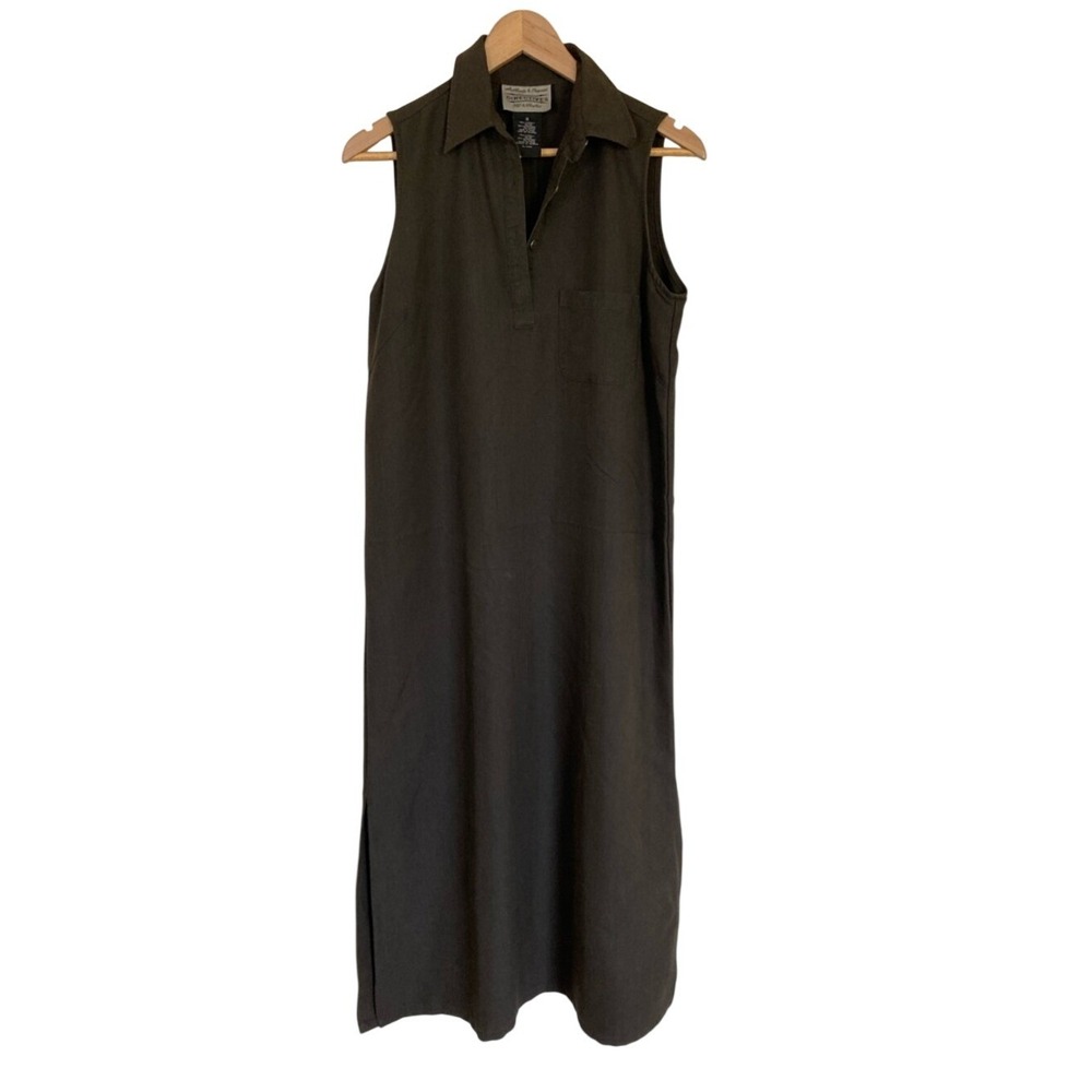 Vtg Directives Fit & Comfort Sleeveless Grey Collared Maxi Dress‎ Size Small